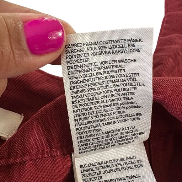 H&M Lyocell Red High Rise Pleated Trousers, 14 - Picture 6 of 10